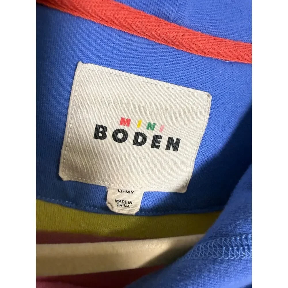 Mini Boden Multicolor Stripe Towelling Terry Hooded Swim Girls Sz. 13-14Y